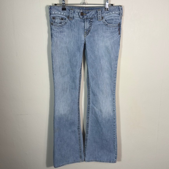 Silver Jeans Western Glove Works Tuesday Denim Jeans Womens Size 29 Light Wash - Picture 1 of 8